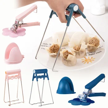 

4pcs Kitchen Gadgets Hot Pan and Bowl Gripper, Dish Clip, Silicone Mini Oven Mitt and Placemat Set