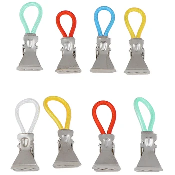 

8Pcs/Set Clothes Pegs Metal Stainless Steel Clothespins Colorful Laundry Tea Towel Hanging Clips Loops Kitchen Bathroom Organize