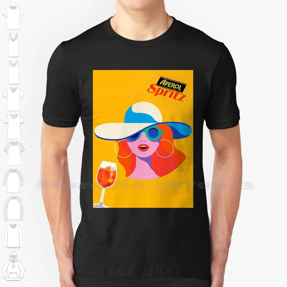 Ritratto Donna Vintage Fashion Vintage Tshirt Magliette Vintage Spritz Cocktail Vino Arancione Champagne Drink Retro Spritz