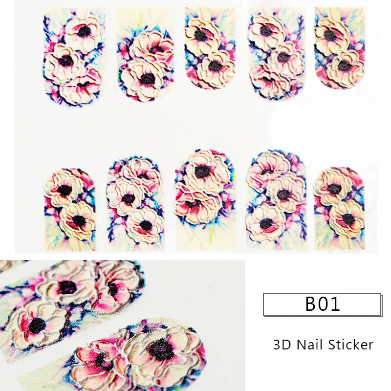 Nail Vision 1 шт 3D акриловая Выгравированная наклейка с цветком для ногтей тисненый цветок для ногтей водяные наклейки для ногтей водная горка - Цвет: S06520