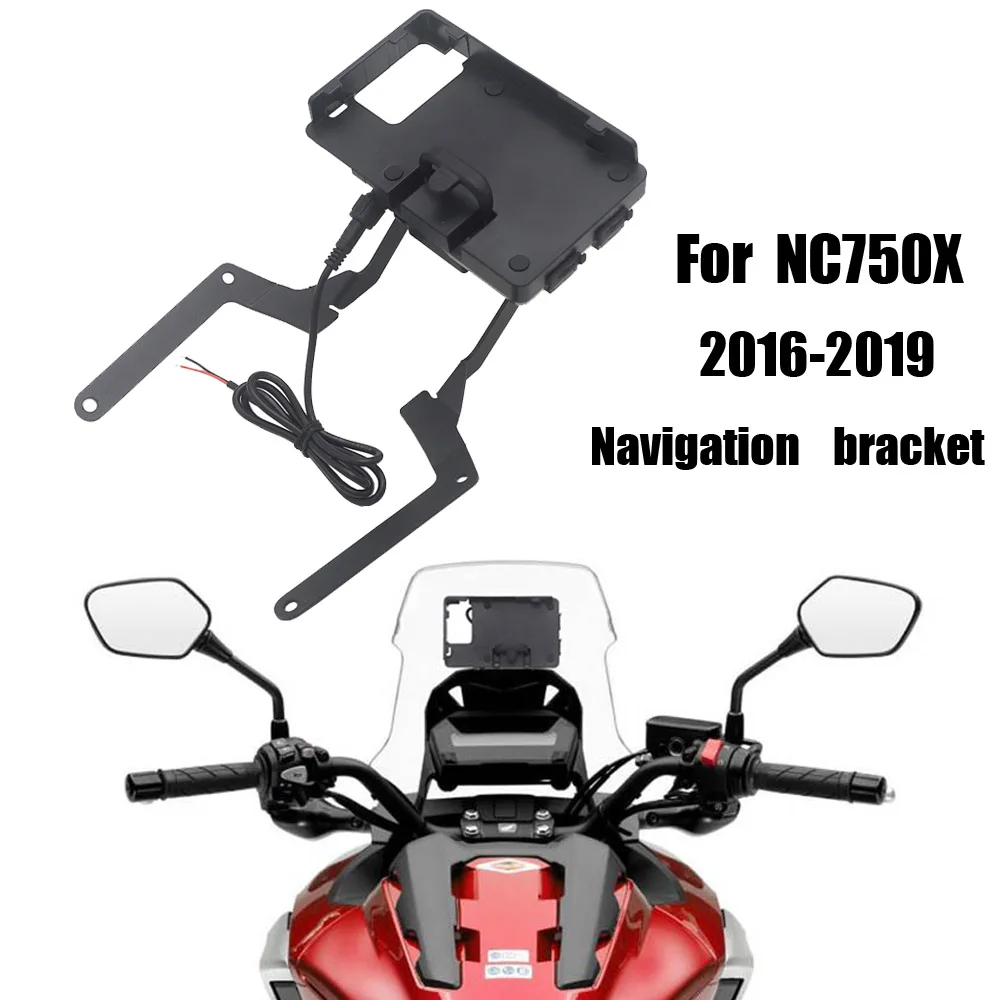 혼다 NC750X NC 750 X 오토바이 스탠드 홀더, 휴대폰 GPS 네비게이션 플레이트 브래킷, USB 및 무선 충전