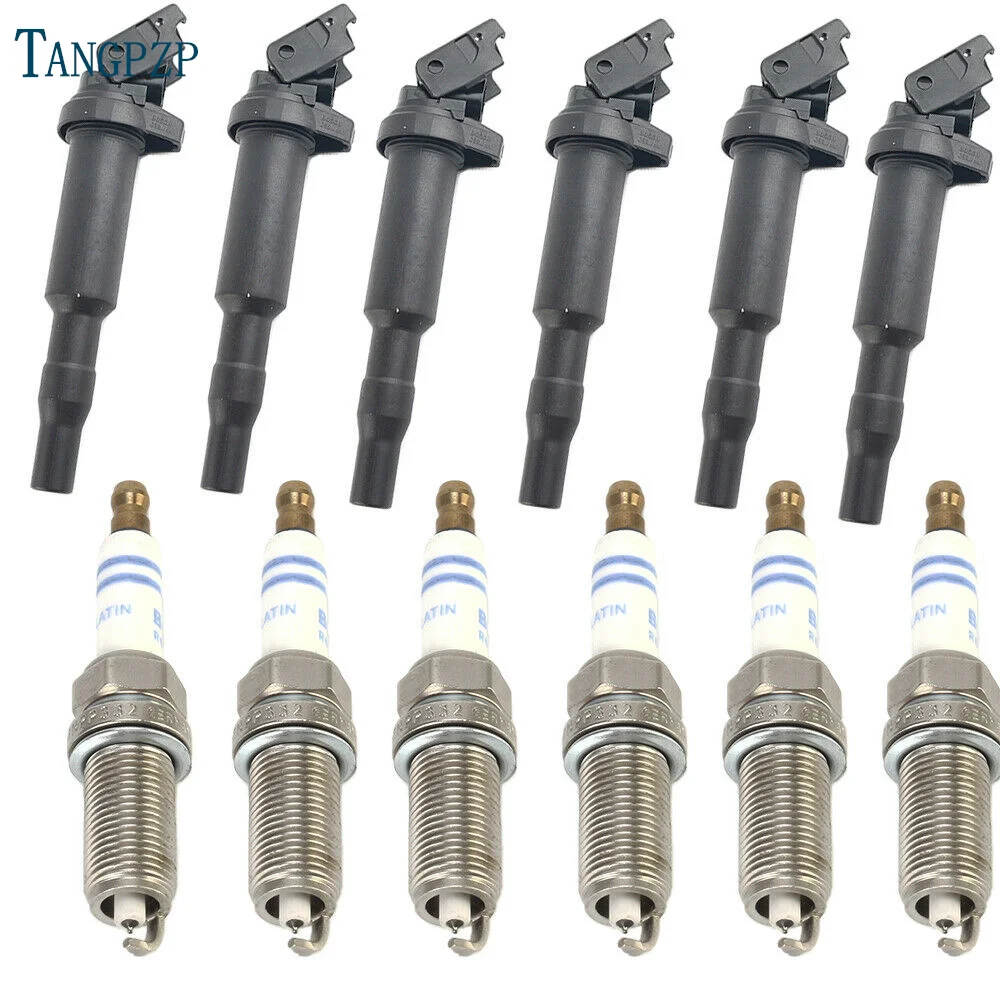 OEM 6pc Ignition Coils 0221504470 +6pc Spark Plugs set 12122158253 For