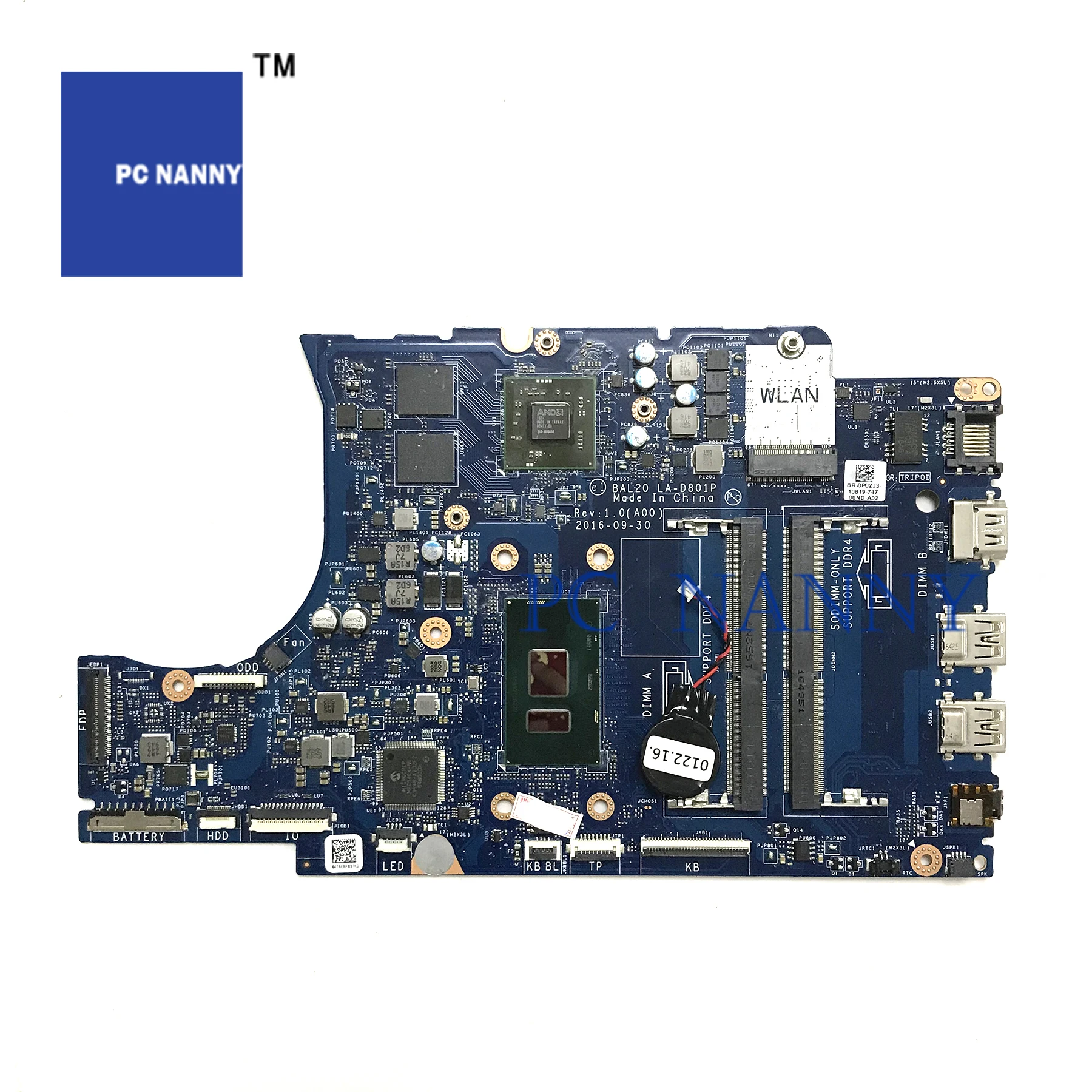 Finest  PC NANNY for Dell Inspiron 5567 Laptop Motherboard 0P02J3 P02J3 LA-D801P I7-7500U tested