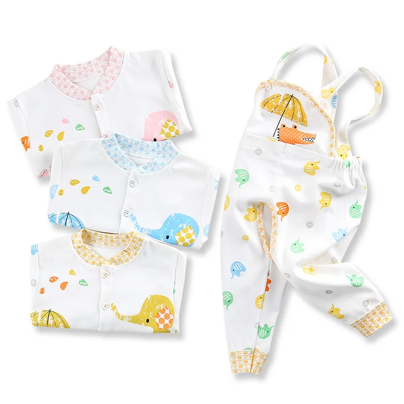 

New Autumn Baby Girls Boys Adorable Cartoon Print Long Sleeve Coat With Suspender Pants Casual Outfits Clothes Set 2019 New #E