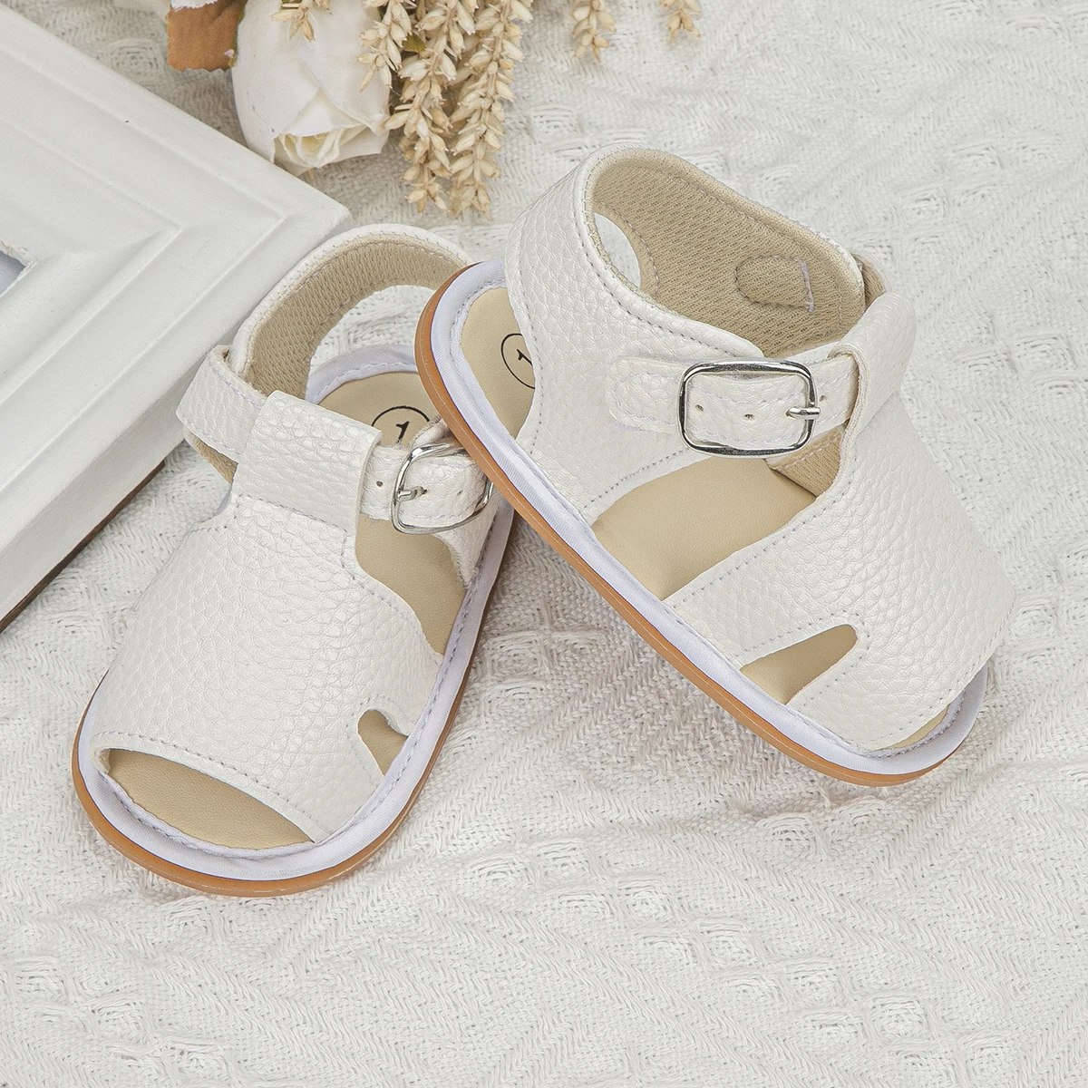 Baby Girl Leather Rubber Sole Flat Sandals Code No 5418
