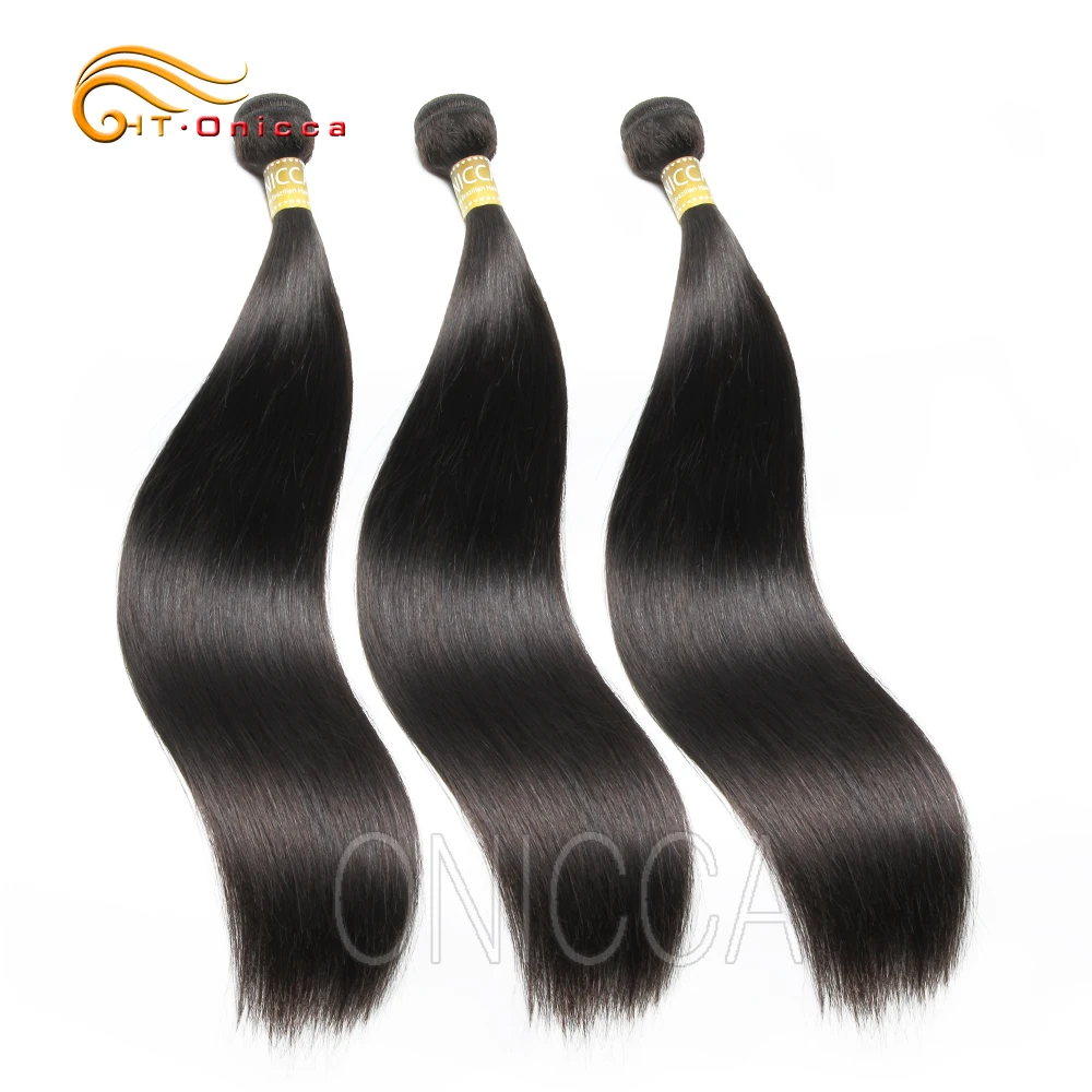 

Htonicca Straight Hair Extensions 100% Human Hair Bundles Natural Color 1/3/4 Bundles Indian Hair Straight Remy Hair Weaves