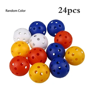 

24pcs Colorful Plastic Air Flow Hollow Golf Balls Golf Practice Golf Ball Small Foam Balls Golf Accessories Balls Kids Training