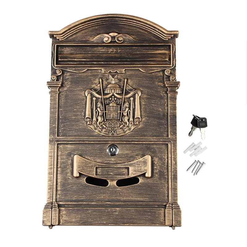 Retro Mailbox Villas Post Box European Lockable Outdoor Wall Newspaper Boxes Secure Letterbox Garden Home Decoration