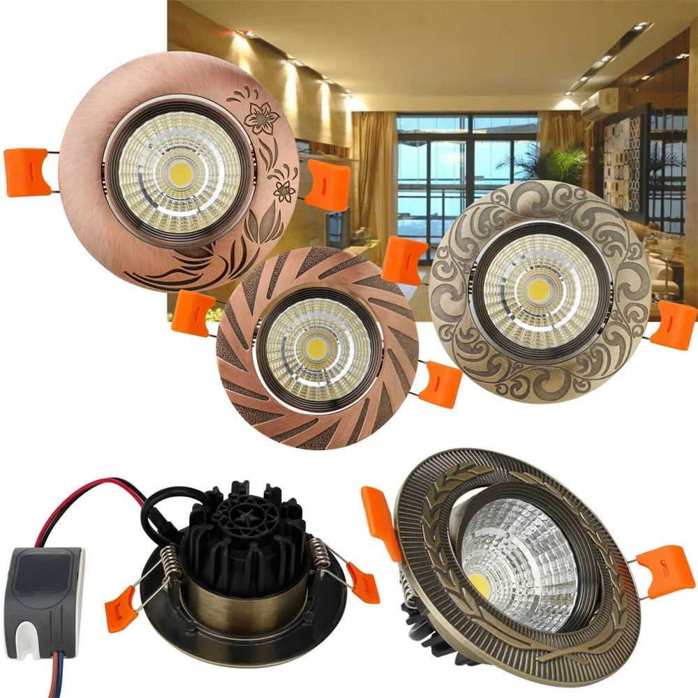 Retro Dimmable 5W Bronze LED Recessed Ceiling Down Lights Downlight ...
