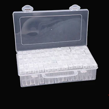 

64pcs Diamond Painting Storage Container Rhinestone Diamond Embroidery Accessories Tools Stone Storage Box Clear Case Organizer