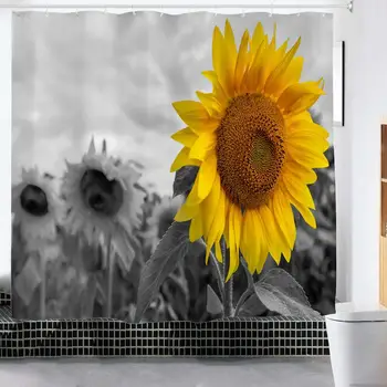 

Shower Curtain Sunflower Polyester Waterproof Shower Curtain Bathroom Home Decor Set with 12 Free Hooks, 71 Inches