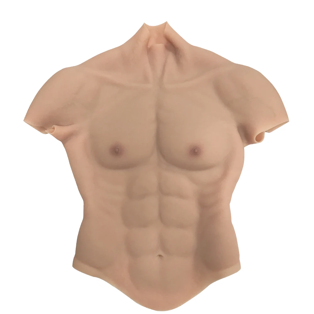 Najtaniej KnowU sztuczne realistyczne fałszywe kamizelka uwidaczniająca mięśnie body realistyczne klatki piersiowej mięśni dla człowieka aktor Cosplay górny kawałek Pectoralis