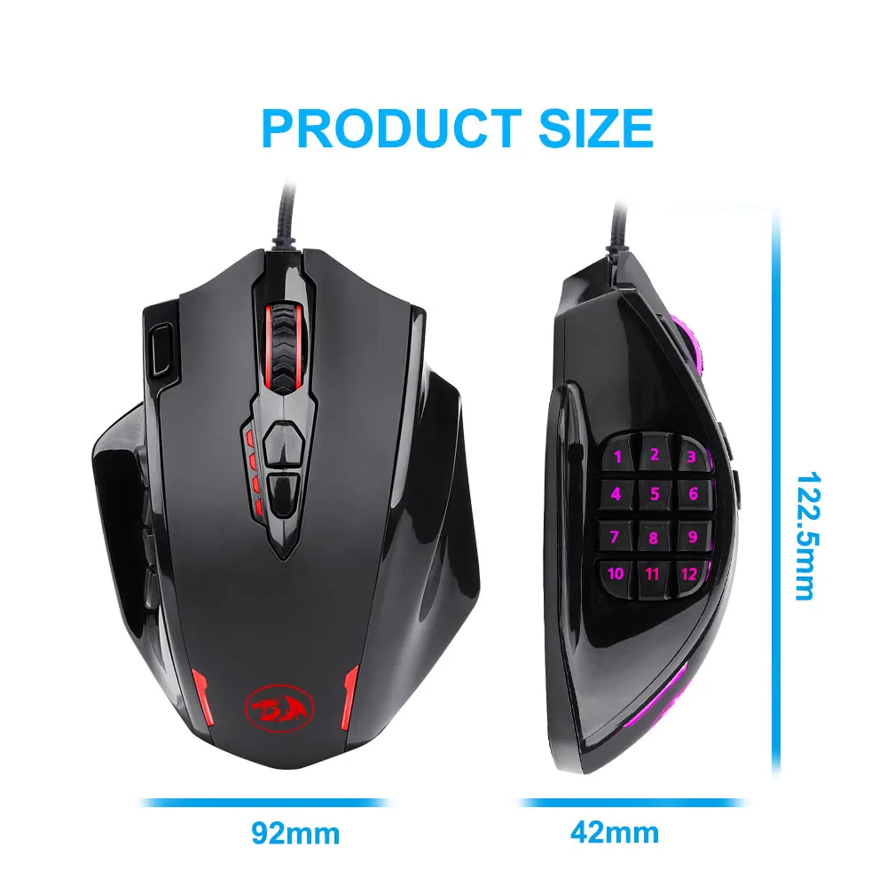 RGB Gaming Mouse Wired, 8 Programmable Buttons, Mechanical Switches, 5  Adjustable DPI, Ergonomic USB Computer Gaming Mouse with Fire Button 