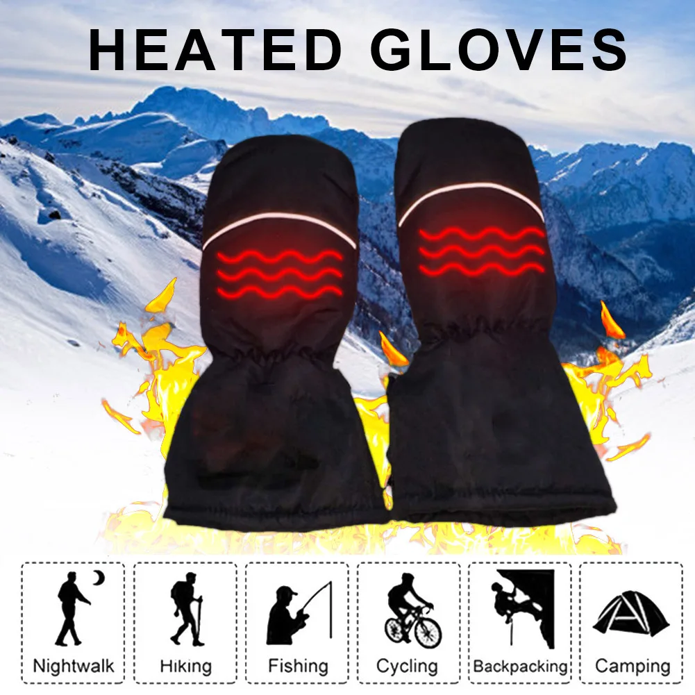 Зимние перчатки для катания на лыжах с подогревом, теплые перчатки для пальцев, ночные Светоотражающие уличные теплые перчатки для альпинизма, лыжного велоспорта
