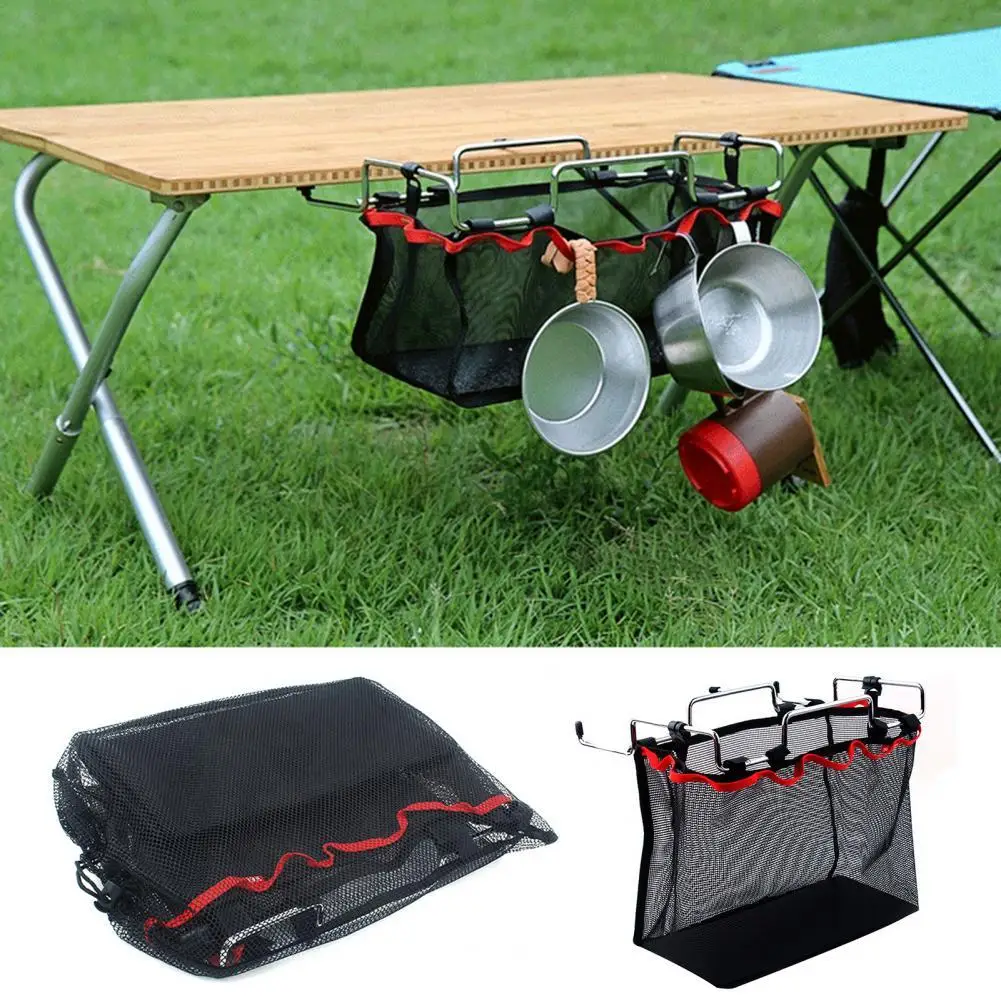 Outdoor Picnic Camping Barbecue Portable Utensils Storage Mesh Bag Organizer_voghion.com