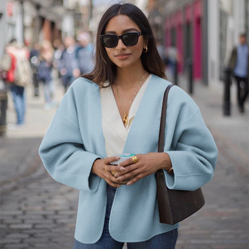 

Winter Coat Women Wool Poncho Cape Open Front Coats And Jackets Women Cardigan Loose Autumn Elegant Doudoune Femme Overcoat 2019