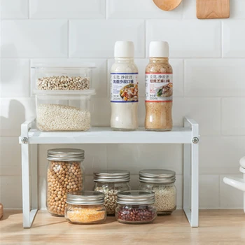 

Kitchen Cabinet Desktop Iron Layered Racks Pots And Seasonings Compartment Storage Storage Shelf Save Pace Storage Shelf
