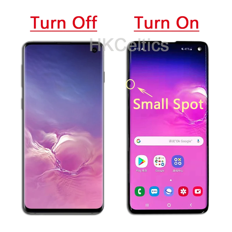 Amoled lcd с небольшим пятном для SAMSUNG Galaxy S10 G973F G973FD дисплей S10+ Plus G975F G975FD+ кодирующий преобразователь сенсорного экрана в сборе