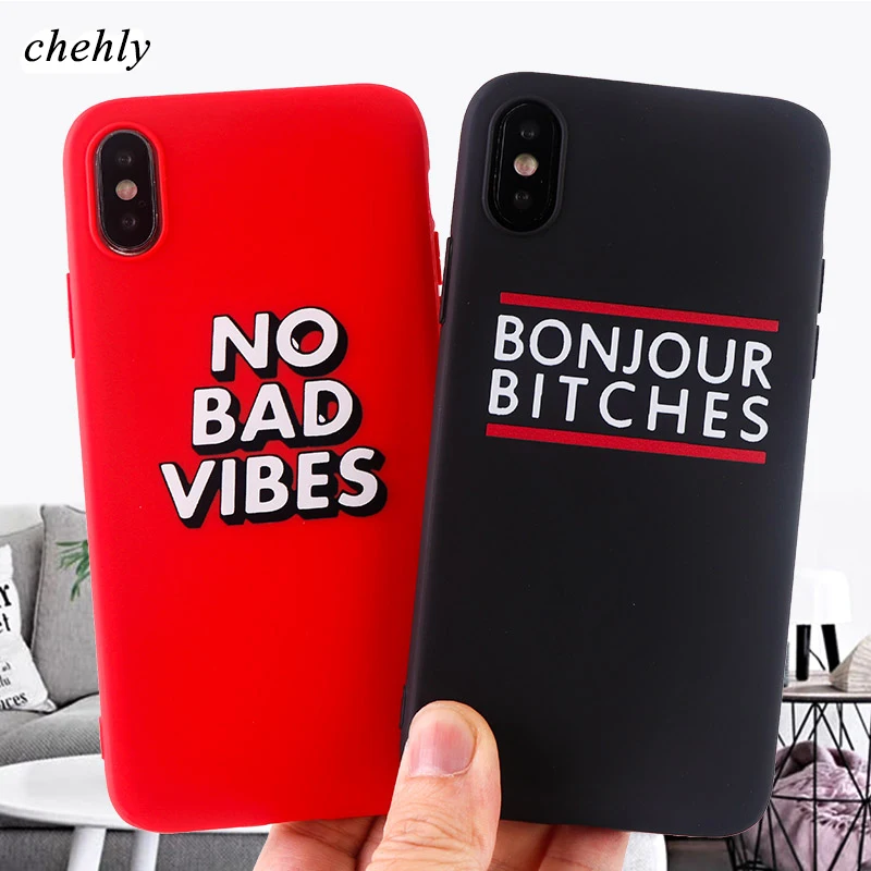 

No Bad Vibes Phone case for iPhone X XS XR Max 8 7 6 S plus 11 Pro MAX Cases soft silicone Fitted Mobile phone Accessories cover