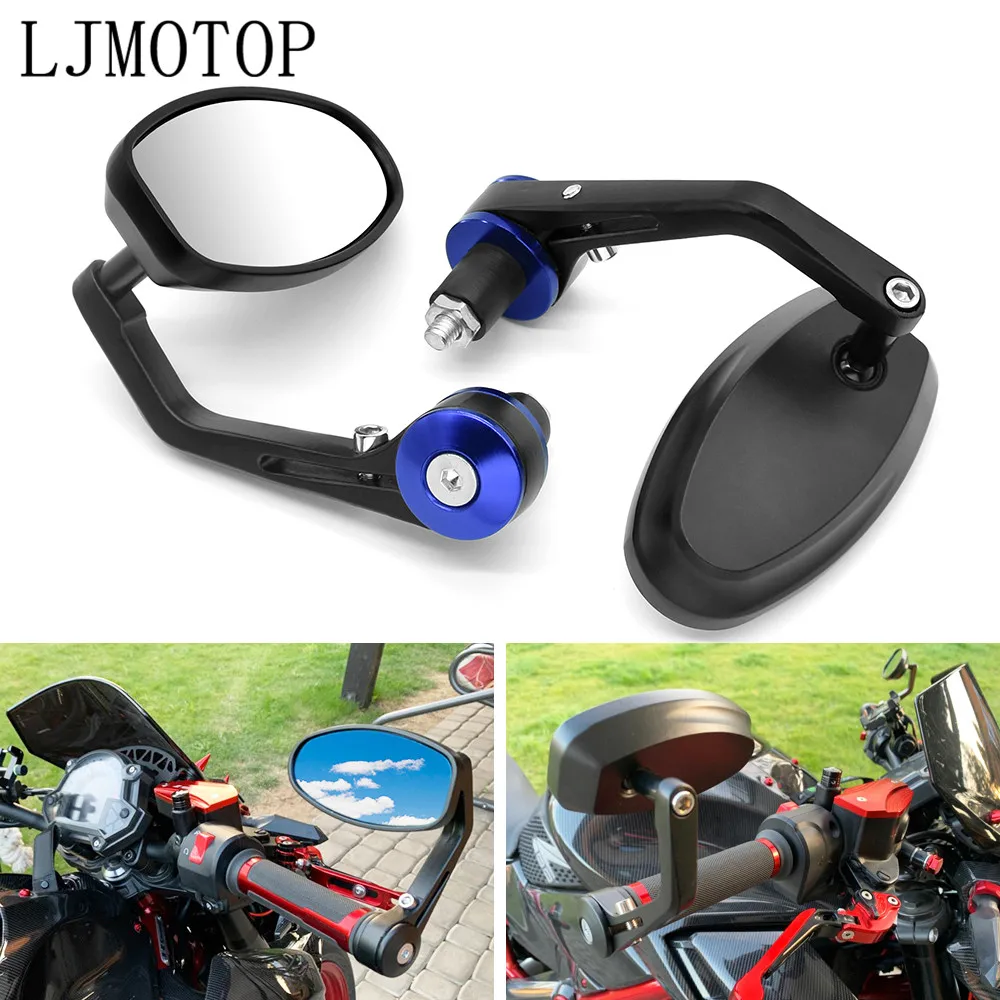 Motorcycle Rear View Side Mirrors Moto Rearview Bar End Cafe Racer