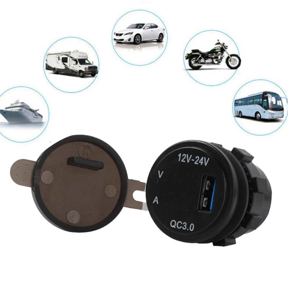 

Universal Car Mobile Phone Charger Dc12v-24v Usb Socket Switch Qc3.0 Charge Led Plug Lighter Quick Charging Voltage Auto Adapter