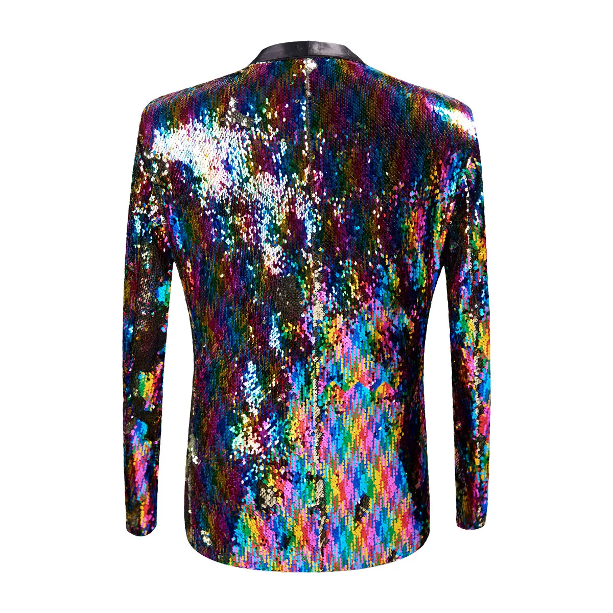 Men Shiny Colorful Sequins Blazers Single Button Slim Male Singer Host Stage Tuxedo Costume Bar Nightclub Party Suit Jackets