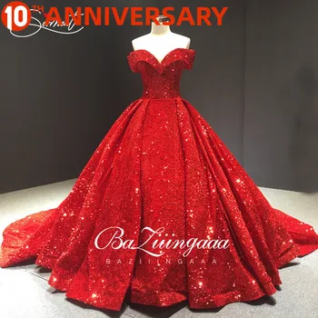 Günstige BAZIIINGAAA Vintage Equin Tuch Hochzeit Kleid Rot Spitze Up Dreamy Houlder Große Ize 100cm Nachgestellte Hochzeit Kleid Zugeschnitten