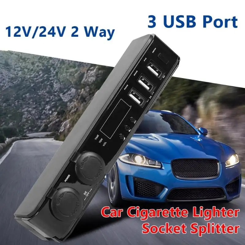 12 V/24 V 2 Way машинный Зарядное устройство разветвитель прикуривателя с 3 портами(стандарт Порты и разъёмы телефон Зарядное устройство Мощность адаптер Ladowarka Samochodowa