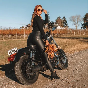 

Melody leather leggings four ways stretchable non-animal high waist yoga booty compression women spandex leggings black pants