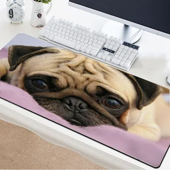 

Yuzuoan cute dog mouse pad small animal pattern office table mat natural rubber key edge keyboard pad