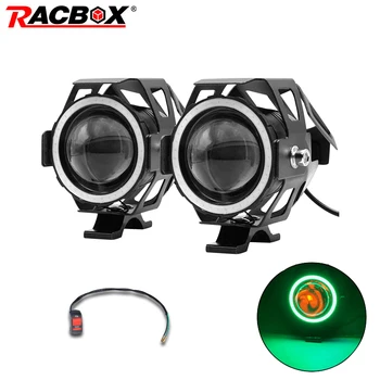 

U7 Motorcycle Devil eyes Angel Eyes Green ring Headlight DRL spotlights auxiliary bright LED bicycle lamp accessories Fog light