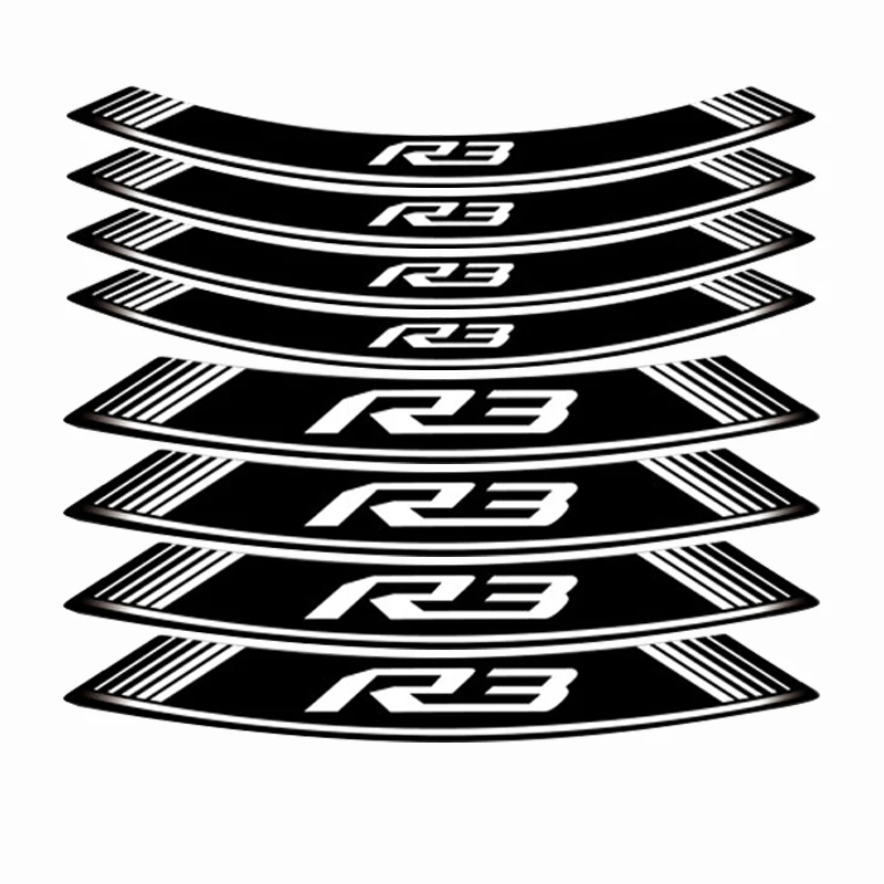 motorcycle sticker stripe model logo wheel stickers tires waterproof decals for YAMAHA R3 r3 a set of 8 pcs - Цвет: Белый