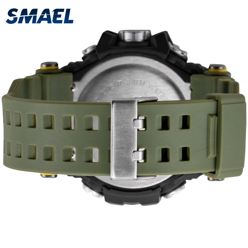 Online Reloj deportivo doble hora relojes para hombres 50m reloj impermeable relojes militares para hombres 1802D resistente a los golpes relojes deportivos regalos