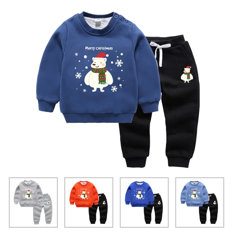 

New Style Korean-style Autumn And Winter Childrenswear CHILDREN'S Suit Two-Piece Set Girls Baby Hoodie BOY'S Brushed And Thick T