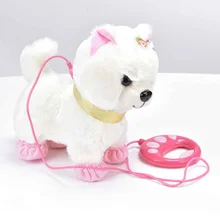 Chien Robot à contrôle sonore, jouets électroniques interactifs, chiot en peluche, animal de compagnie, promenade, laisse d'aboiement, jouets en peluche pour enfants, cadeaux de Festival