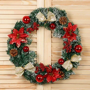 

New Year's wreath d-36 cm "Cones" with red flowers