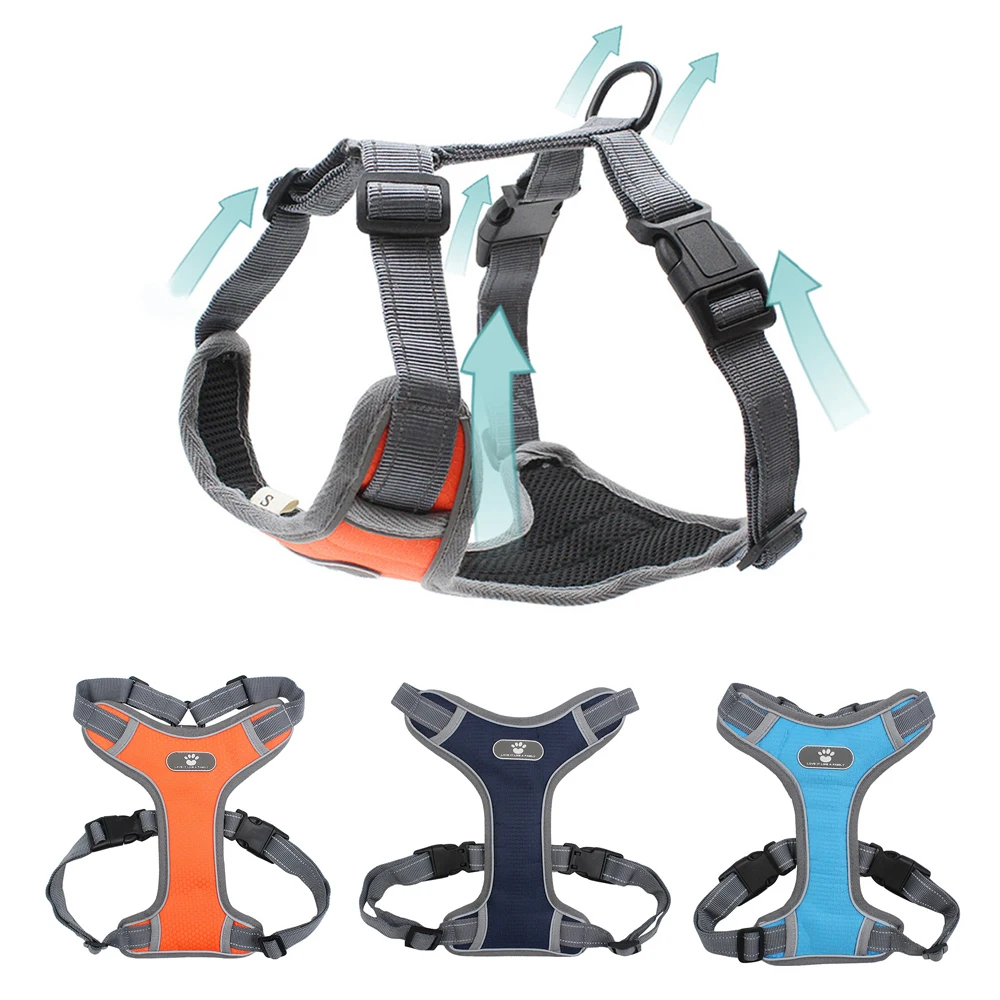 

2019 New Large Dog Harness Vest Breathable No Pull Dog Training Harness Adjustable Reflective Pet Harnesses For Pitbull Labrador
