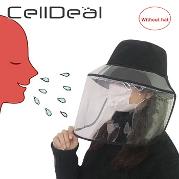 

Protective Transparent Mask with Removable Protection Cap Bucket Hat Anti-Saliva Anti-Dust Face Masks Windproof Fisherman Hat