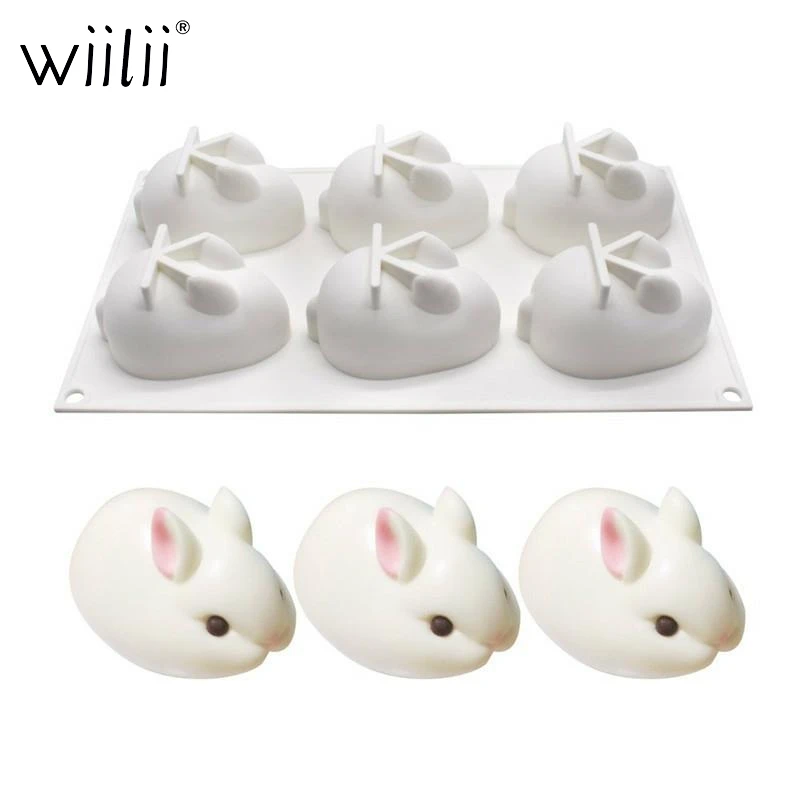 

6 Holes Rabbit Silicone Cake Mold For Baking Pudding Chocolate Desserts Mould DIY Soap Molds Cake Decoration Bakeware Tools