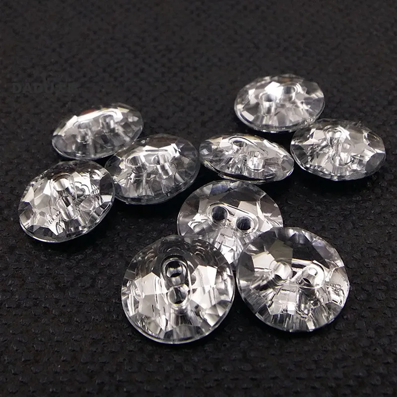 100pcs Acryl buttons 2 holes Imitation crystal diamond button Clothing accessories shoes Coat shirt spinning DIY 10/12/15/18mm 3