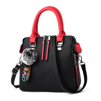 

Women bags PU Leather Shoulder Bag Fur Ball Crossbody Flap Bags Female Messenger Bag Thread Hairball Strap Handbags