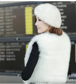 vetement femme colete de pele feminina Winter Outerwear Faux Fur Sleeveless Vests Jacket Short Fluffy Waistcoat YR212