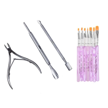 

10 Pcs Set: Pocket Nail Cuticle Nipper Pack Contains Nail Trimmer,Pack Of 3 & 7 Sizes Professional Nail Art Painting Brush Round