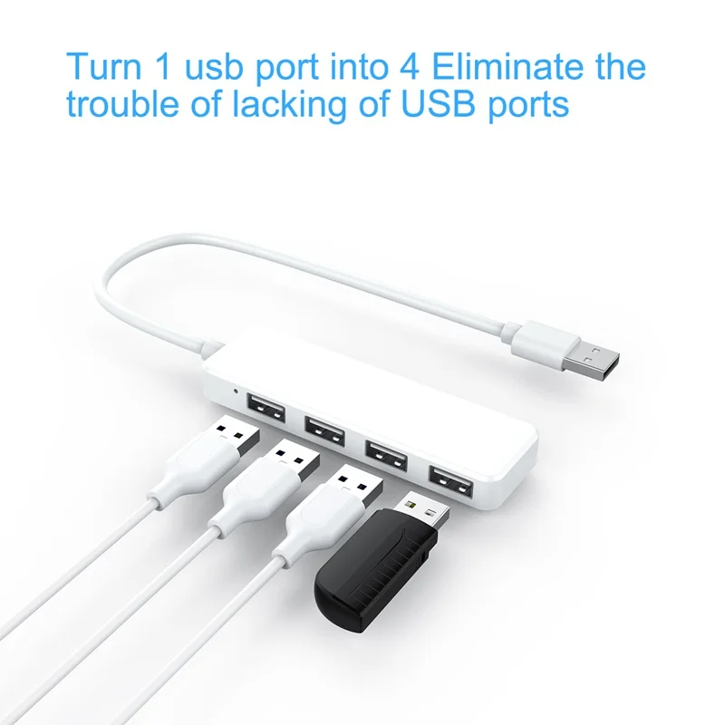 Ультра тонкий usb-хаб 4-портовый USB 2,0 концентратор Белый