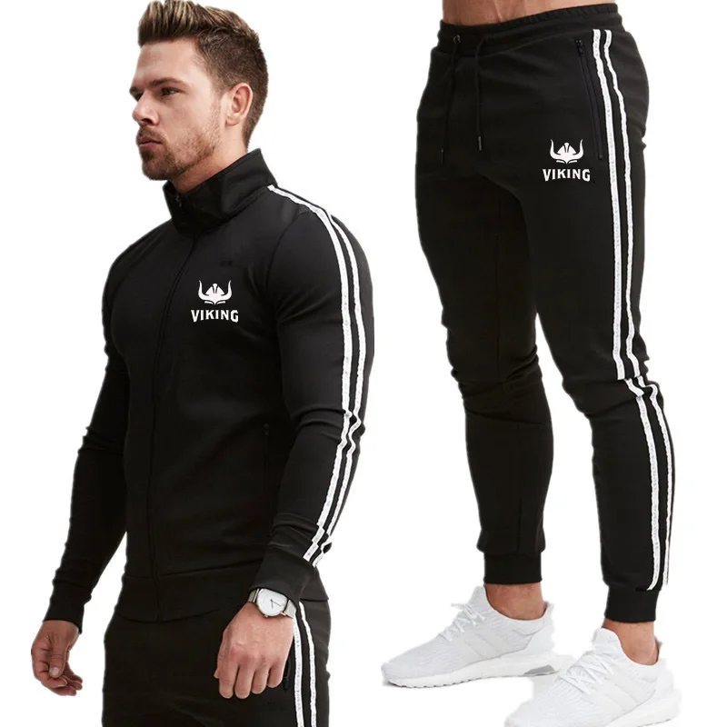

Spring and autumn thin sportswear men's sweatshirt suit stand collar zipper shirt two-piece suit Harajuku wholesale
