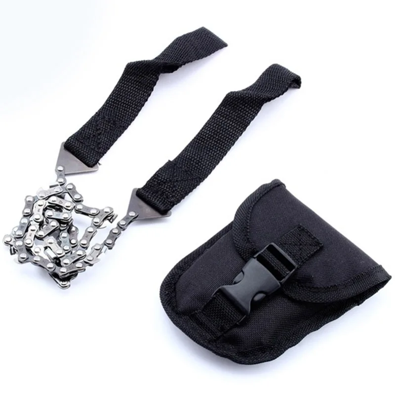 

Portable Hand Chain Saw Survival Fret Saw Emergency Multifunction Outdoor Steel Wire Camping Kit Pocket--Black