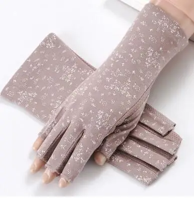 Summer Uv Protection Gloves Breathable Sport Anti-Slip Half Finger Gloves Female Thin Cycling Sun Protection Driving Gloves - Цвет: Армейский зеленый