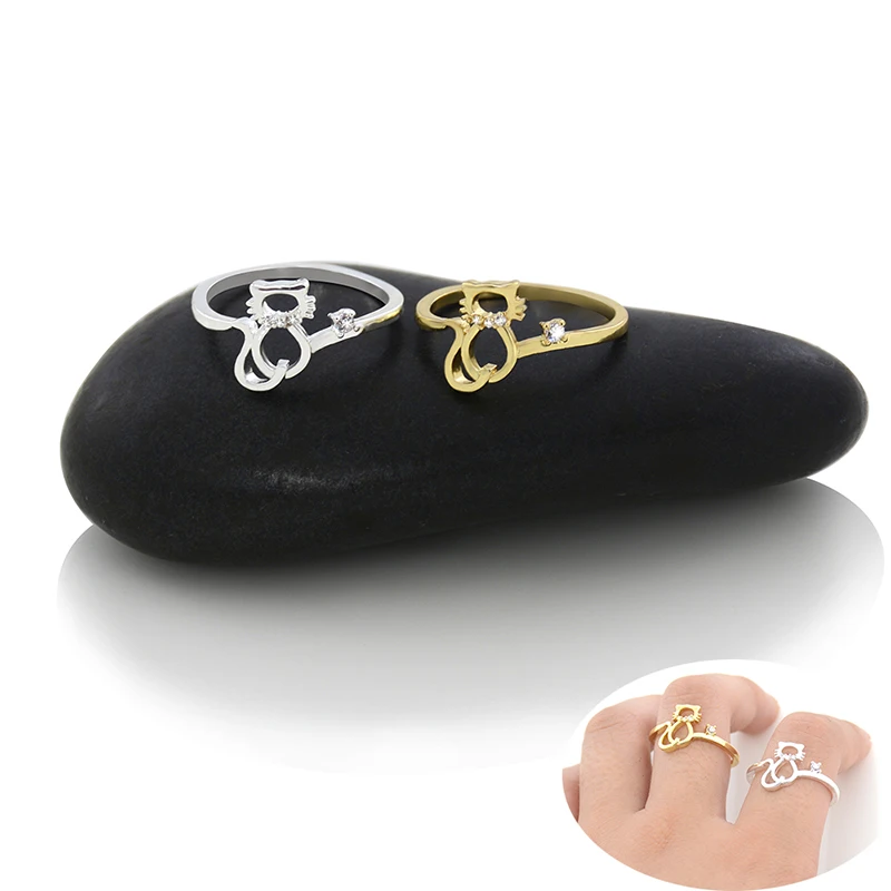 10 шт кубического циркония с украшением в виде кристаллов Кот кольца Анель модные