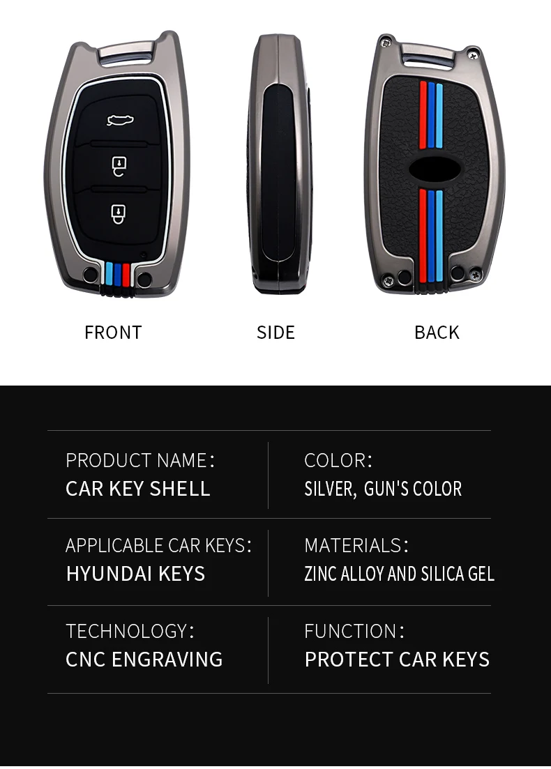 Custodia per chiave auto in lega di zinco per HYUNDAI TUCSON IX35 SOLARIS I25 I30 MISTRA ACCENT Car KEY Bag Smart Key Car Styling portachiavi - H265a5bb16d024e0a9a8bafb968173335H