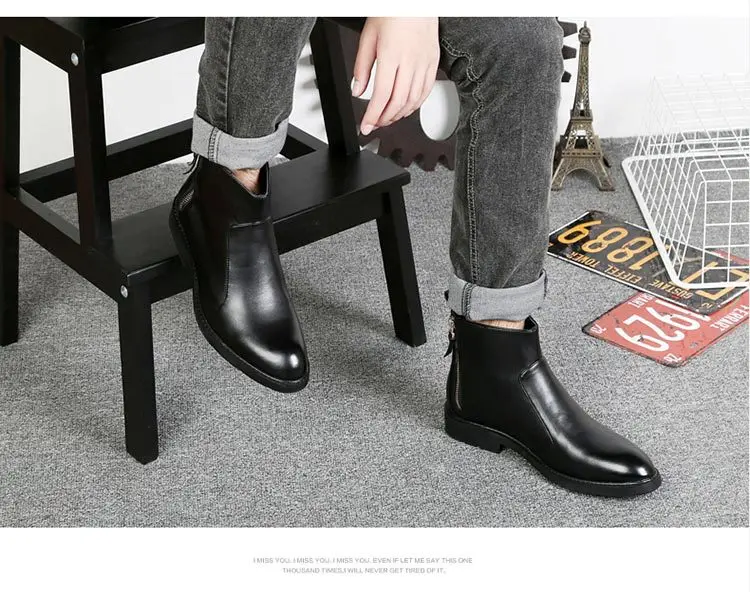 Классические черные мужские ботильоны «Челси» в сдержанном стиле на молнии; винтажные мотоботы с острым носком; повседневная обувь в британском стиле на низком каблуке